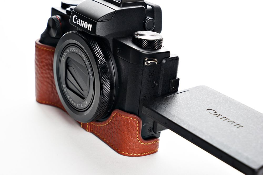 Genuine real Leather Half Camera Case Camera bag cover for CANON G5X 4